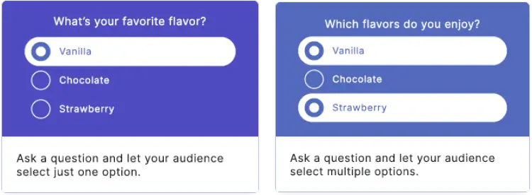 single vs. multiple choice polls