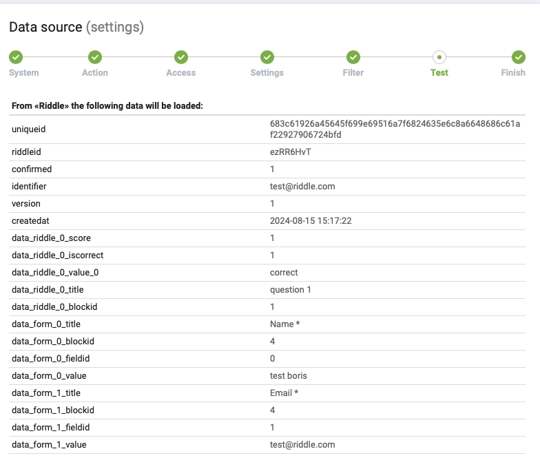 Der Riddle-Webhook sendet alle Riddle-Daten an APIx-Drive