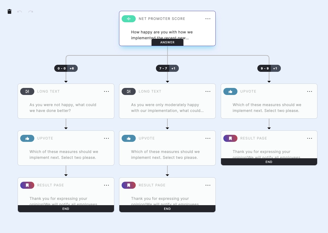 Use Branching Logic for custom content based on previous answers