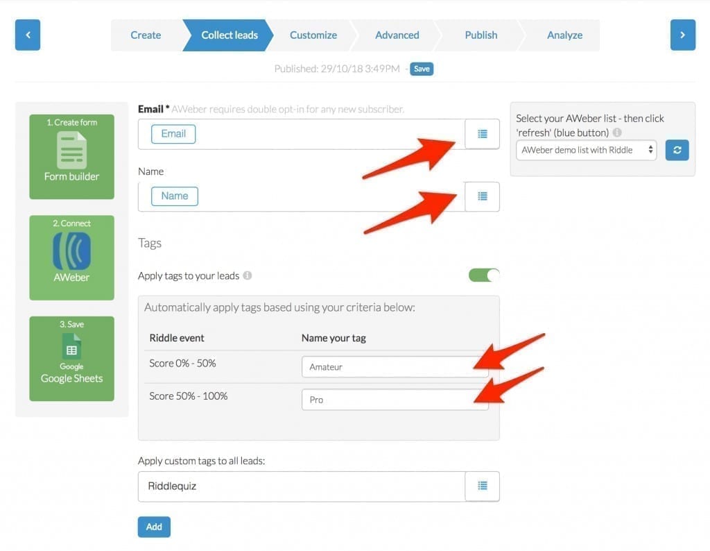 Aweber Riddle and AWeber integration - lead segmentation at its best