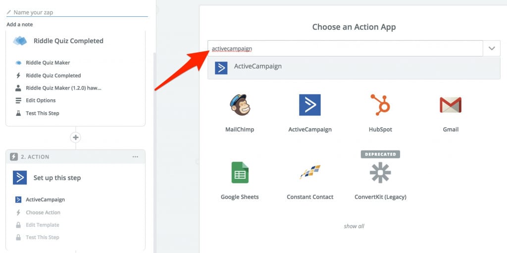 action app ac ActiveCampaign lead generation