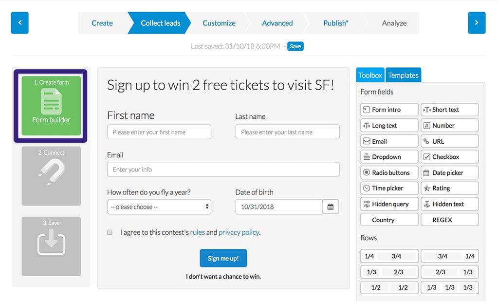 Scroll section 1 – create form ConvertKit quiz lead generation