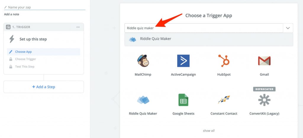 riddle trigger app ConvertKit quiz lead generation