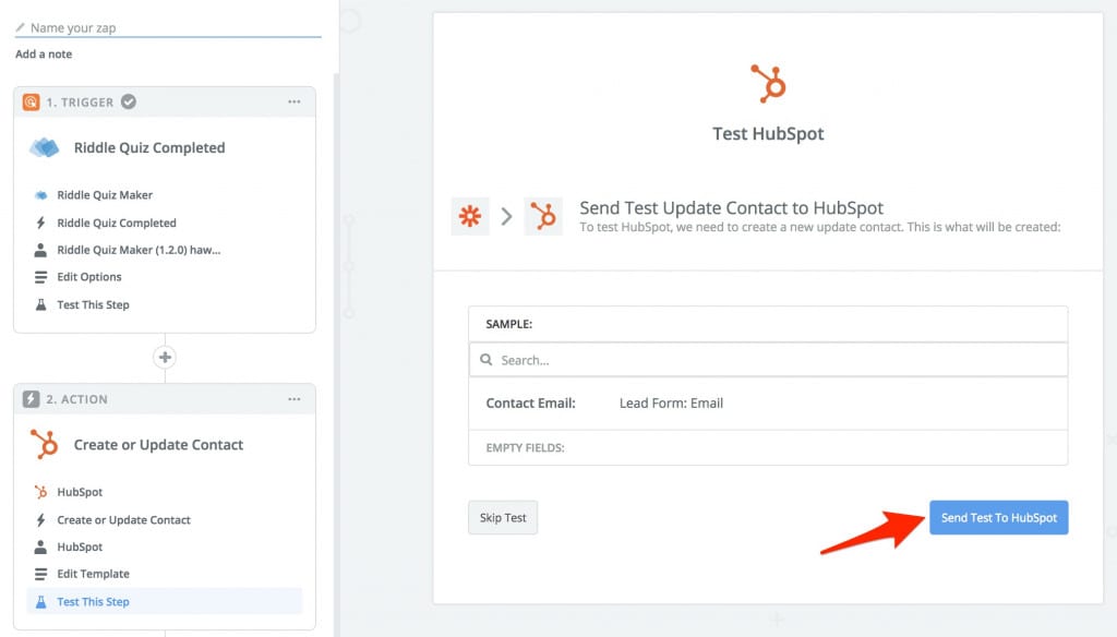 zapier test data ConvertKit quiz lead generation