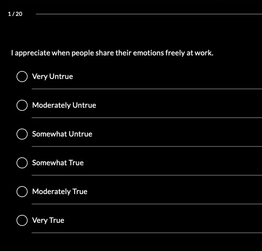 Screenshot of a Question with a Likert Scale